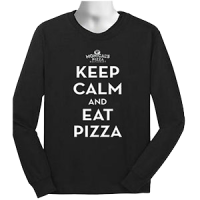 Keep Calm and Eat Pizza Long Sleeve Black T-Shirt